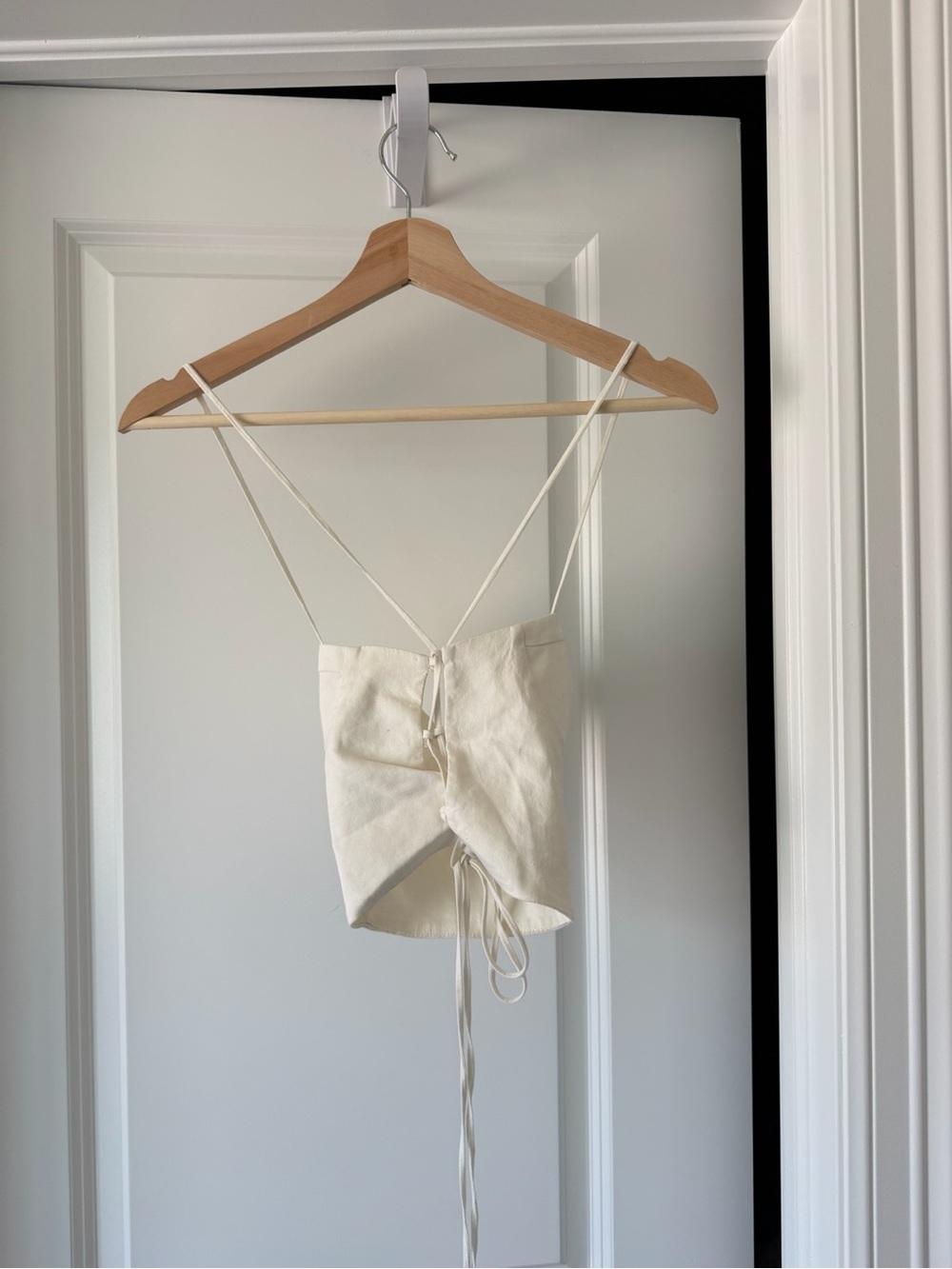 Zara White Lace-Up Spaghetti Strap Crop Top - Picture 1 of 3